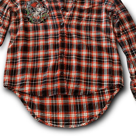 Vintage Flannel Dia De Los Muertos patch. Small Retro Flannel - Picture 6 of 11